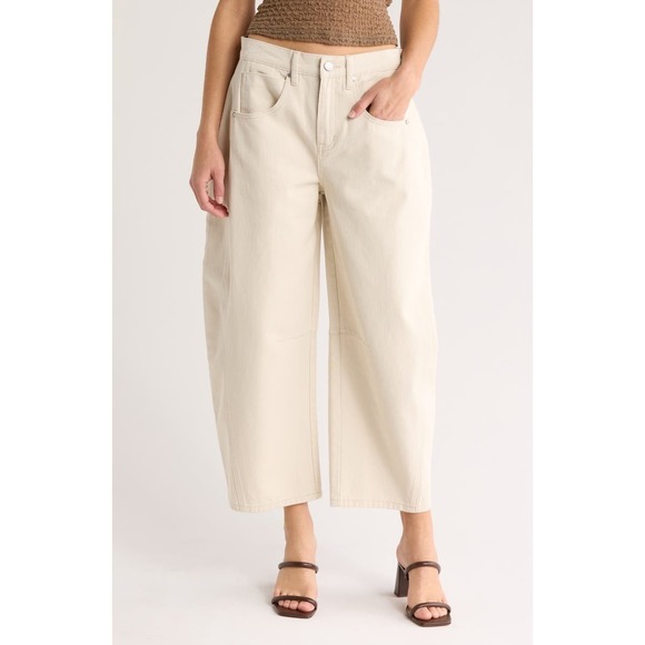 Ptcl Denim - PTCL Cove Low Loose Jeans Womens 29 Beige Denim Cotton High Rise Barrel Leg